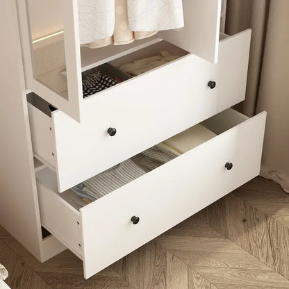 Armoire-penderie avec miroir et tringle à vêtements extensible, gain de place