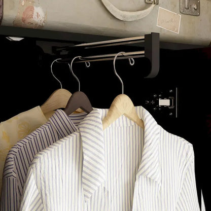 Armoire-penderie avec miroir et tringle à vêtements extensible, gain de place