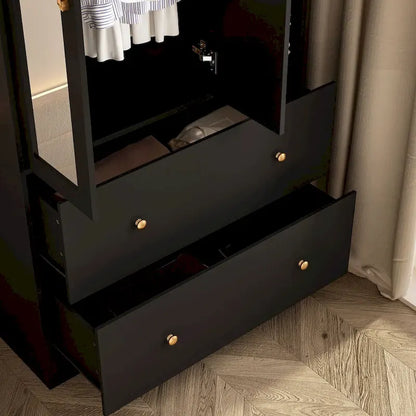 Armoire-penderie avec miroir et tringle à vêtements extensible, gain de place