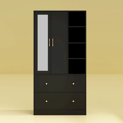 Armoire-penderie avec miroir et tringle à vêtements extensible, gain de place