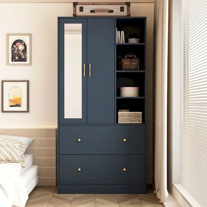 Armoire-penderie avec miroir et tringle à vêtements extensible, gain de place