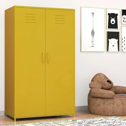 Armoire de rangement métallique à double porte avec tringle et étagères pour chambre, salle de classe ou école