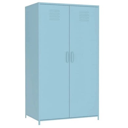 Armoire de rangement métallique à double porte avec tringle et étagères pour chambre, salle de classe ou école