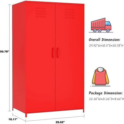 Armoire de rangement métallique à double porte avec tringle et étagères pour chambre, salle de classe ou école