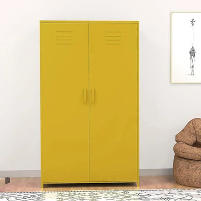 Armoire de rangement métallique à double porte avec tringle et étagères pour chambre, salle de classe ou école
