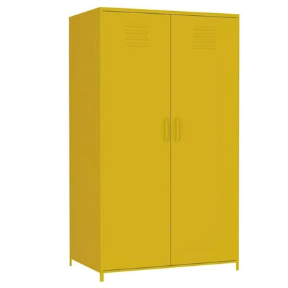 Armoire de rangement métallique à double porte avec tringle et étagères pour chambre, salle de classe ou école