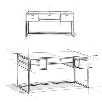 Bureau WYNDENHALL Brandt en bois d'acacia massif, style industriel moderne, 152 cm de large, finition brun vieilli naturel rustique