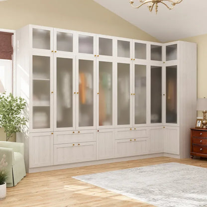 Armoire modulaire moderne à portes vitrées : solution de rangement.
