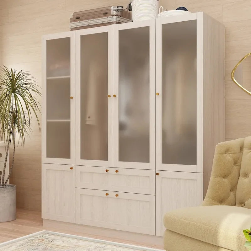 Armoire modulaire moderne à portes vitrées : solution de rangement.