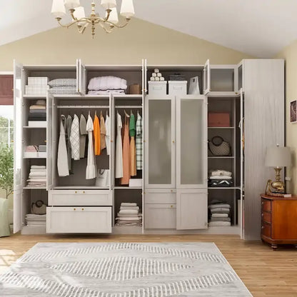 Armoire modulaire moderne à portes vitrées : solution de rangement.