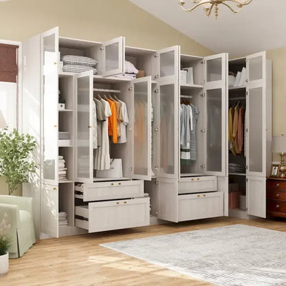 Armoire modulaire moderne à portes vitrées : solution de rangement.