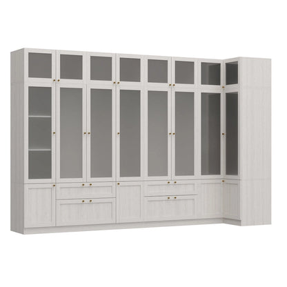 Armoire modulaire moderne à portes vitrées : solution de rangement.