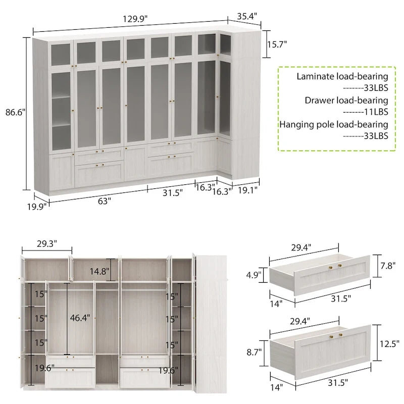 Armoire modulaire moderne à portes vitrées : solution de rangement.