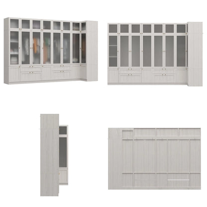 Armoire modulaire moderne à portes vitrées : solution de rangement.