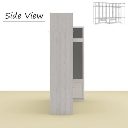 Armoire modulaire moderne à portes vitrées : solution de rangement.