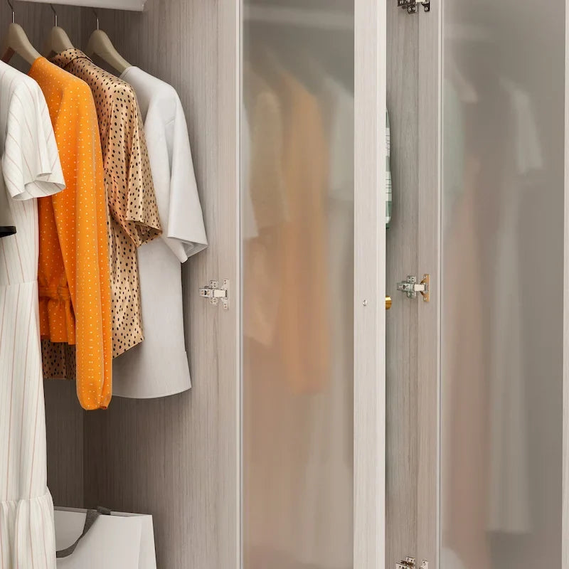 Armoire modulaire moderne à portes vitrées : solution de rangement.