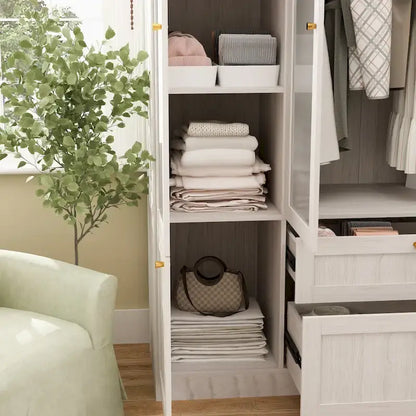 Armoire modulaire moderne à portes vitrées : solution de rangement.