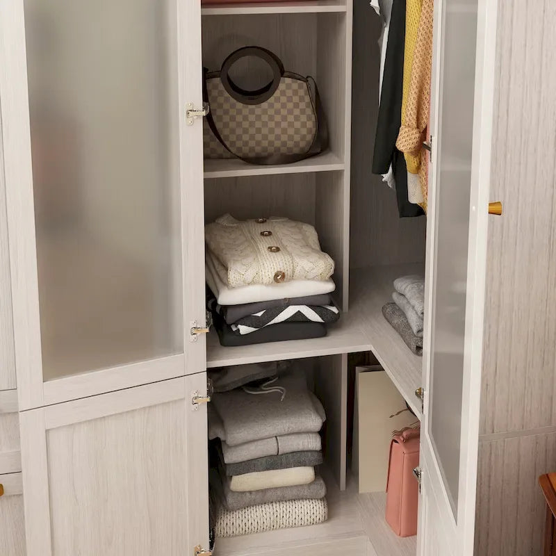 Armoire modulaire moderne à portes vitrées : solution de rangement.