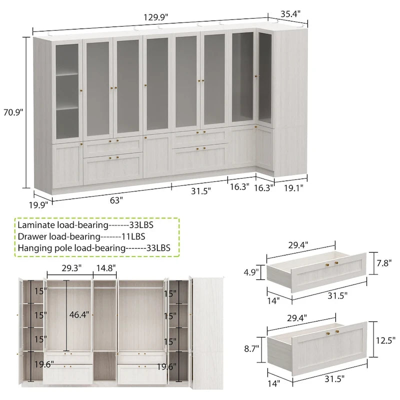 Armoire modulaire moderne à portes vitrées : solution de rangement.