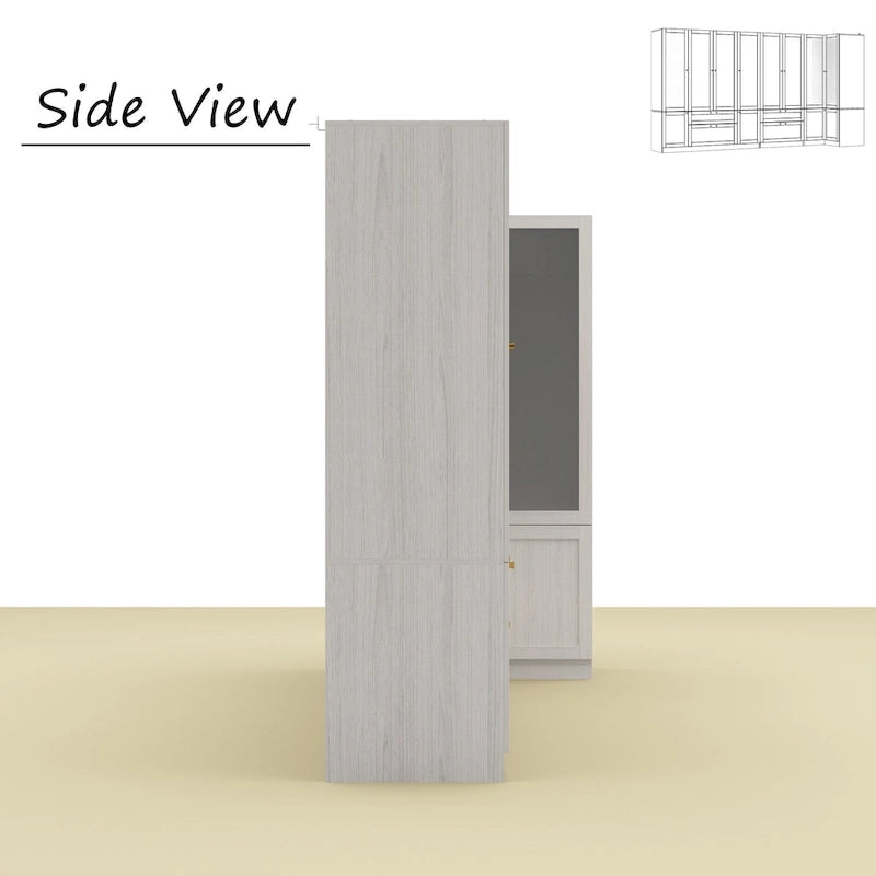 Armoire modulaire moderne à portes vitrées : solution de rangement.