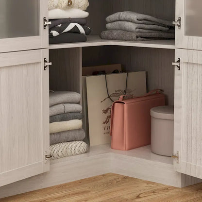 Armoire modulaire moderne à portes vitrées : solution de rangement.