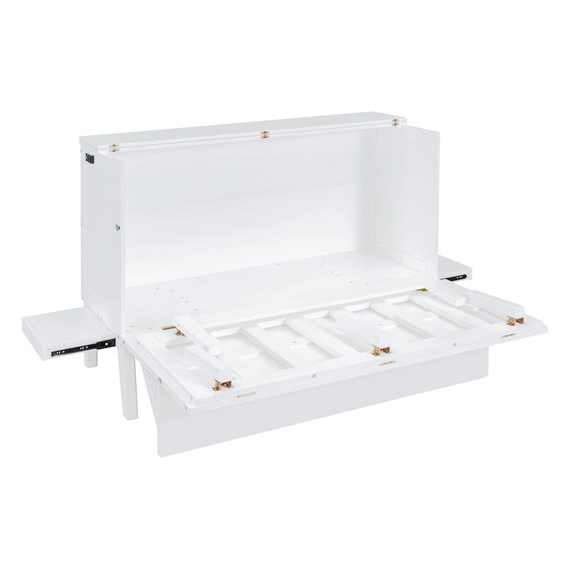 Lit escamotable Queen Size avec port USB et étagères amovibles de chaque côté, gris