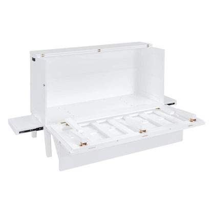 Lit escamotable Queen Size avec port USB et étagères amovibles de chaque côté, gris