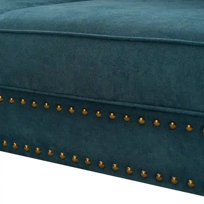 Canapé moderne pour salon, canapé d'angle en chenille verte de 82 pouces, canapé deux places avec pieds marron, canapé rembourré pour salon