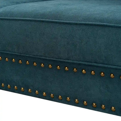 Canapé moderne pour salon, canapé d'angle en chenille verte de 82 pouces, canapé deux places avec pieds marron, canapé rembourré pour salon