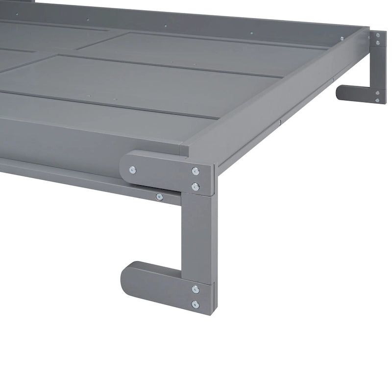 Lit escamotable Queen Size avec étagère, gris