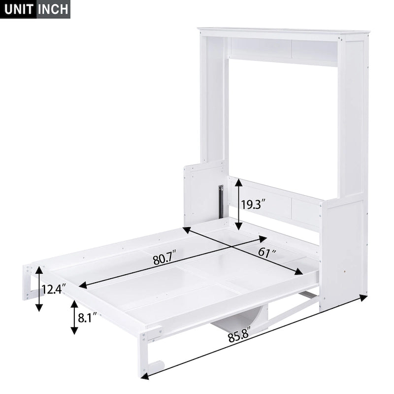 Lit escamotable Queen Size avec étagère, gris
