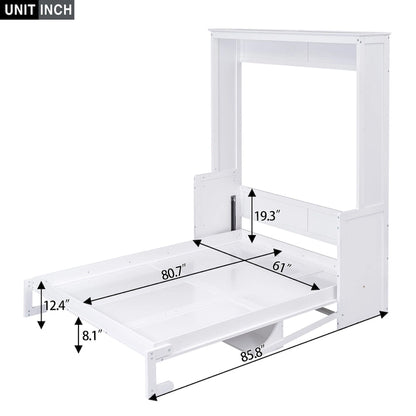 Lit escamotable Queen Size avec étagère, gris