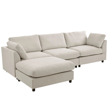 Canapé d'angle convertible en tissu U_STYLE, canapé en L avec méridienne réversible