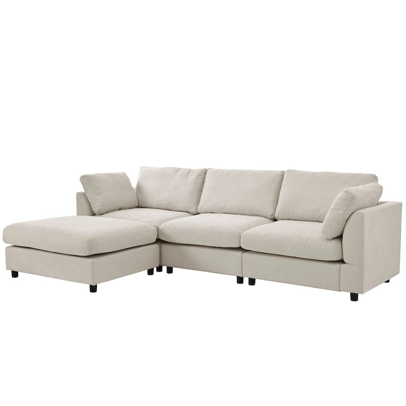 Canapé d'angle convertible en tissu U_STYLE, canapé en L avec méridienne réversible