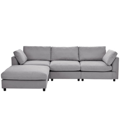 Canapé d'angle convertible en tissu U_STYLE, canapé en L avec méridienne réversible