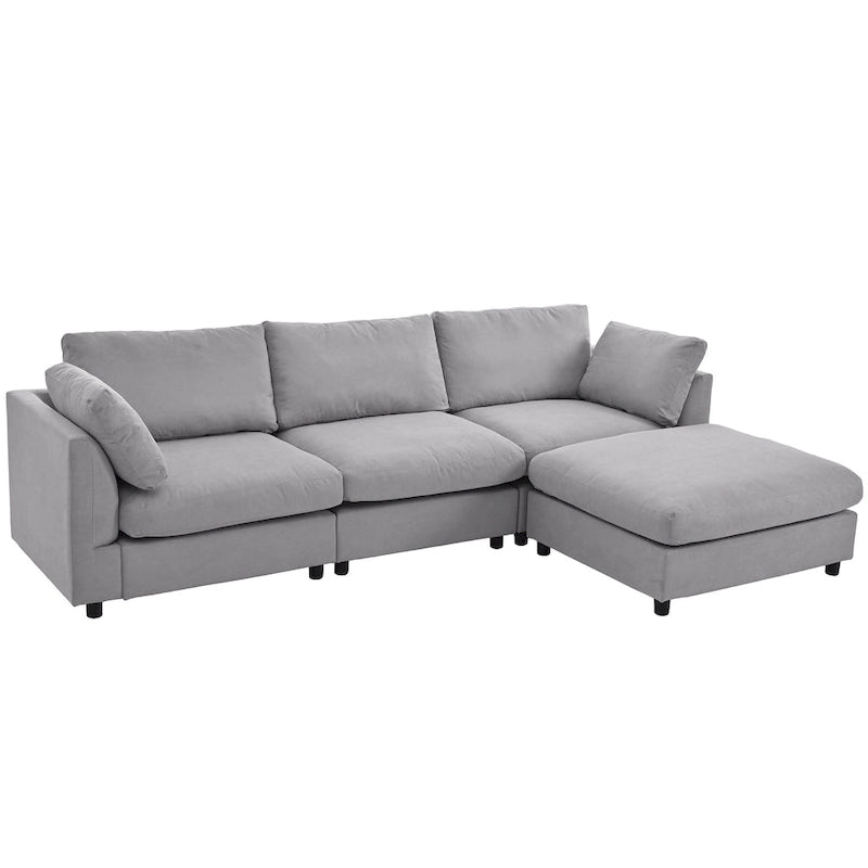 Canapé d'angle convertible en tissu U_STYLE, canapé en L avec méridienne réversible