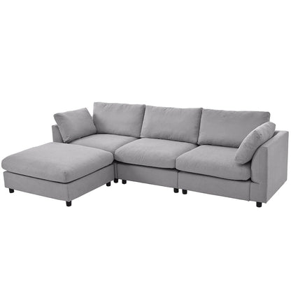 Canapé d'angle convertible en tissu U_STYLE, canapé en L avec méridienne réversible
