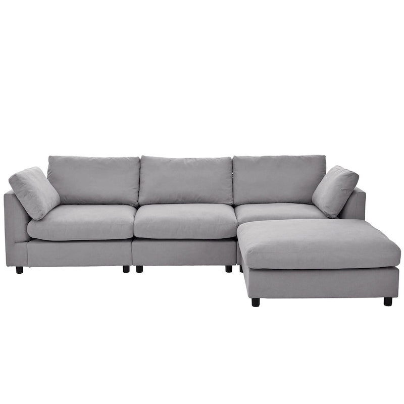 Canapé d'angle convertible en tissu U_STYLE, canapé en L avec méridienne réversible