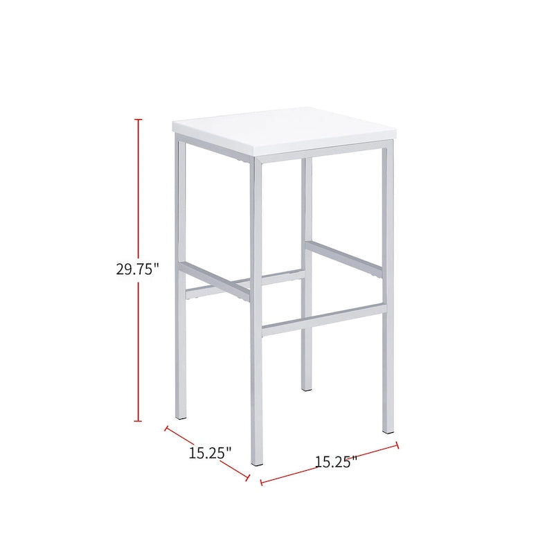 Ensemble de salle à manger 5 pièces hauteur bar, blanc et chrome
