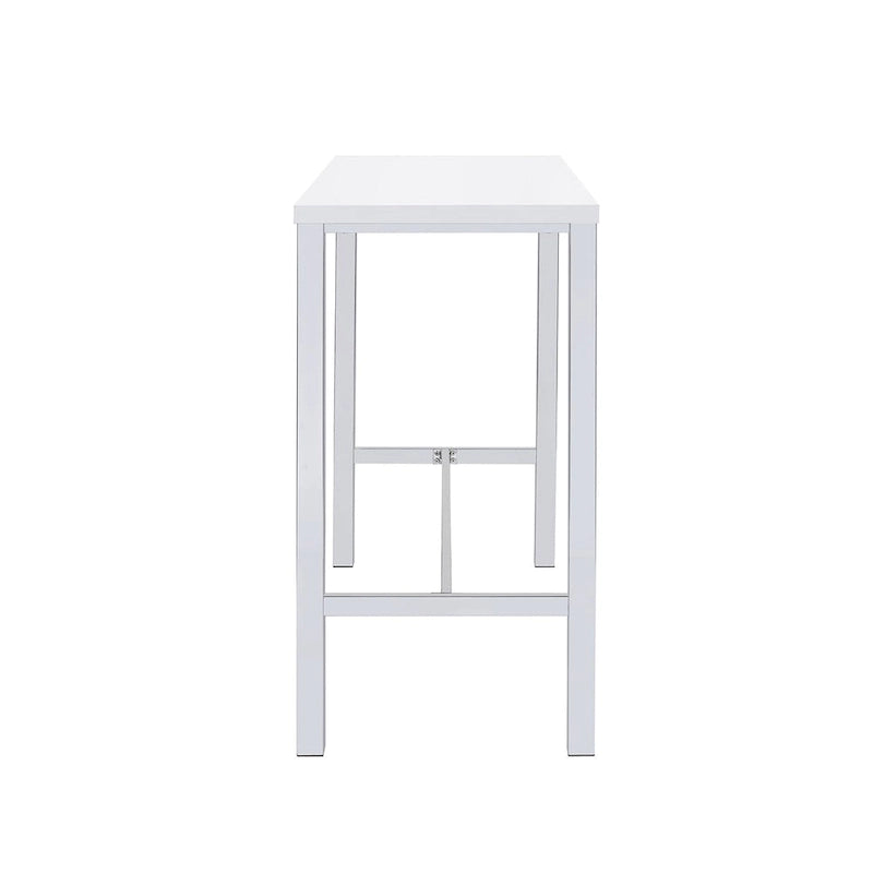 Ensemble de salle à manger 5 pièces hauteur bar, blanc et chrome