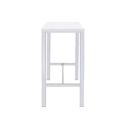 Ensemble de salle à manger 5 pièces hauteur bar, blanc et chrome