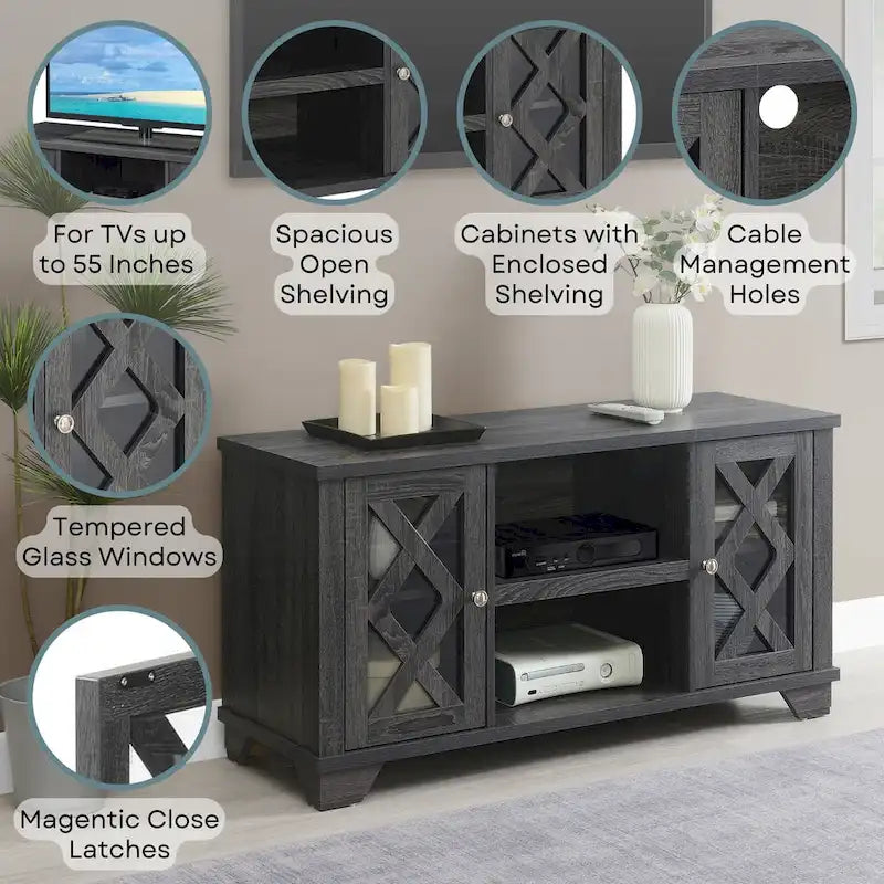 Meuble TV Gateway de Convenience Concepts avec placards et étagères pour téléviseurs jusqu'à 55 pouces