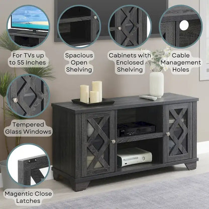 Meuble TV Gateway de Convenience Concepts avec placards et étagères pour téléviseurs jusqu'à 55 pouces