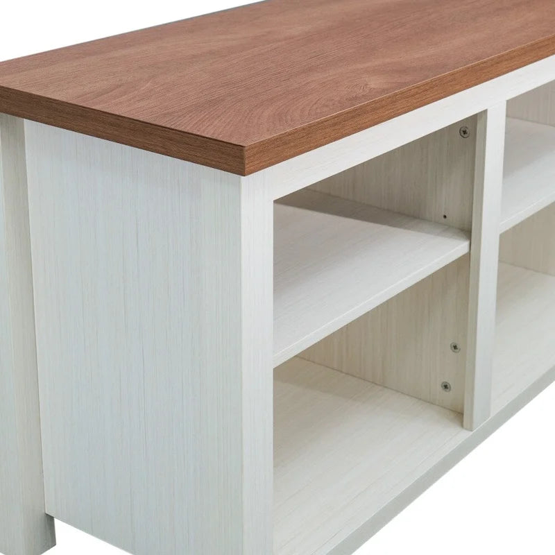 Meuble TV pour téléviseurs jusqu'à 80 pouces avec 6 compartiments de rangement ouverts - 65 pouces