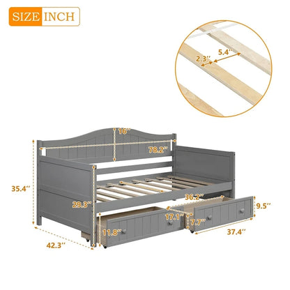 Lit de jour double en bois Merax avec 2 tiroirs