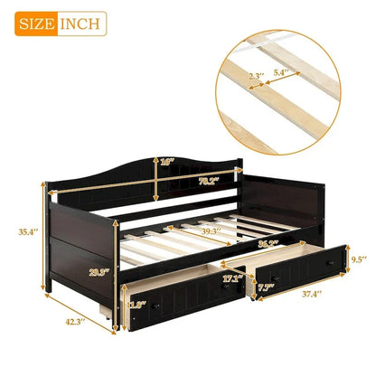 Lit de jour double en bois Merax avec 2 tiroirs