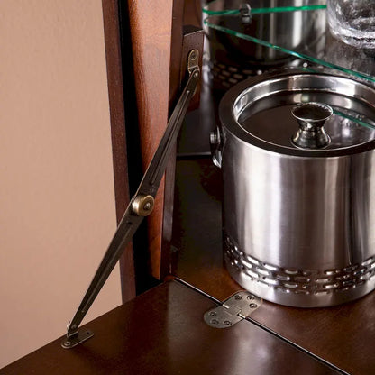 Meuble bar d'angle géométrique SEI Furniture Haramsoya Dark Tobacco