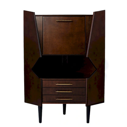 Meuble bar d'angle géométrique SEI Furniture Haramsoya Dark Tobacco