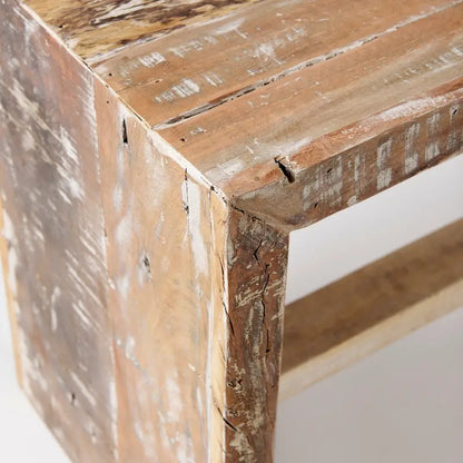 Banc Solveig en bois recyclé brun clair - 47 cm (L) x 13 cm (P) x 18 cm (H)