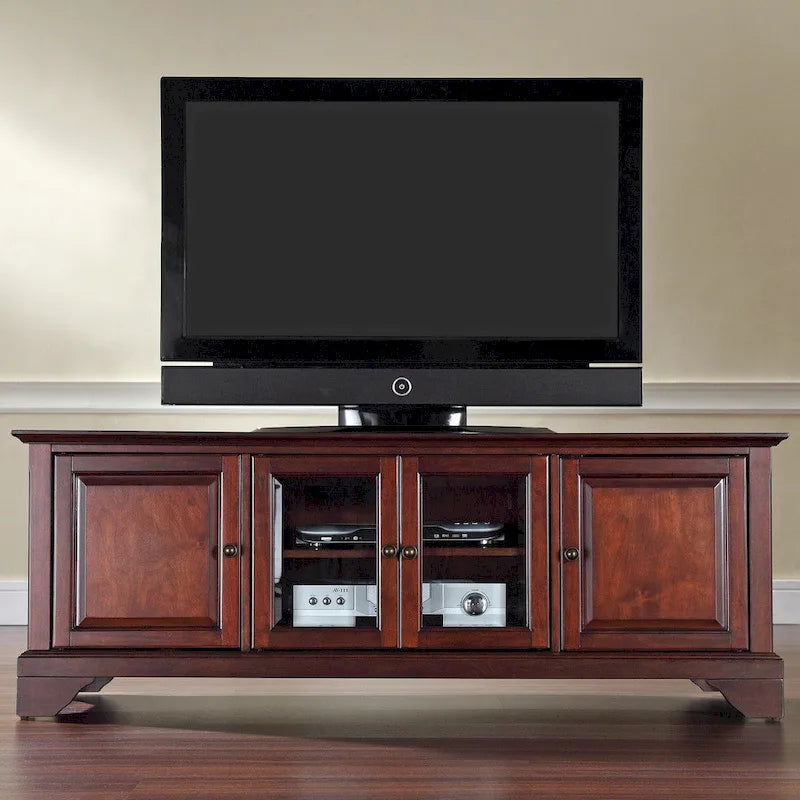 Crosley Lafayette 60 Low Profile TV Stand in Vintage Mahogany